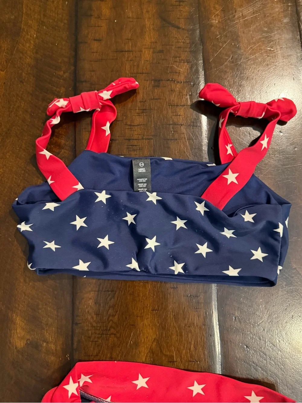 Beach Riot Kids Star-Print Bikini in Navy, Red, and White size 9/10